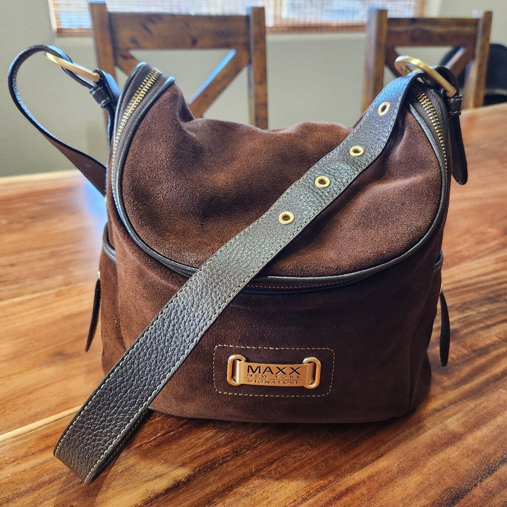 Maxx New York Signature Leather Suede Shoulder Bag